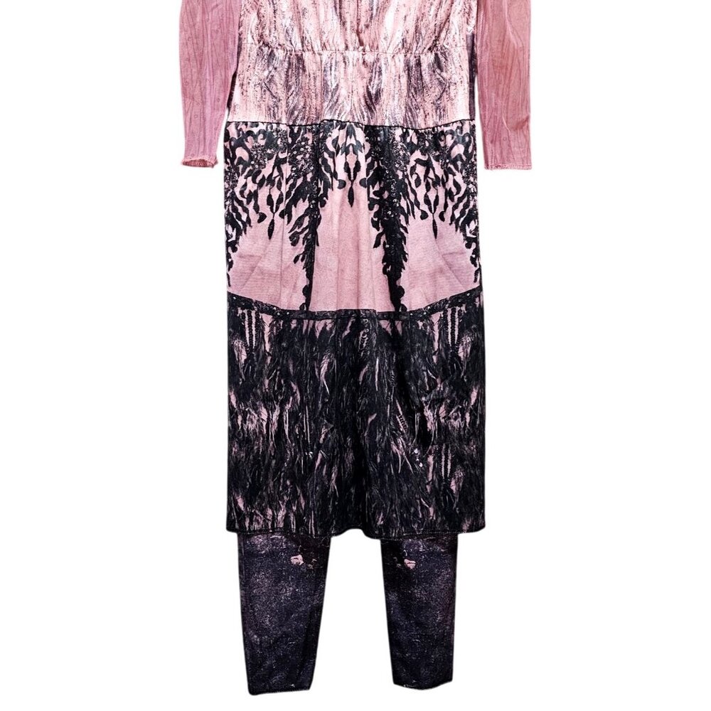 Descendants 3 Girls Long Sleeve Costume Jumpsuit With Tulle Overlay Pink & Black - Picture 5 of 9